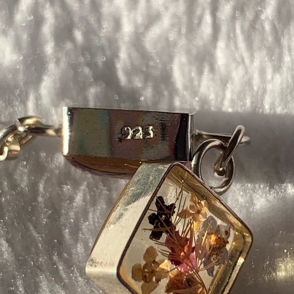 Beautiful Pressed Flower Matching Bracelet & Pendant Set | Sterling Silver - Picture 5 of 6